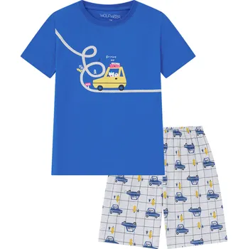 Chlapecké pyžamo Chlapecké pyžamo - Wolf S2561, modrá / šedý melír Barva: Modrá, Velikost: 110