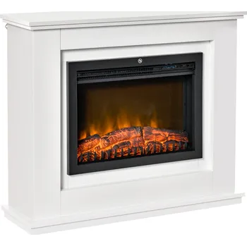 HOMCOM Elektrický krb s 3D LED plameny a dálkovým ovladačem, bílý 820-195V90