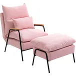 HOMCOM Polohovatelné relaxační křeslo s podnožkou, včetně polštářů, růžové, 68 x 91,5 x 88 cm 839-505V00PK