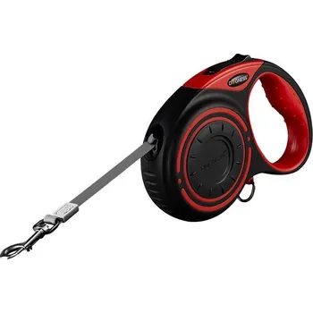 Vodítko pro psa Dogness JS04 Red červené automatické vodítko s baterkou a zásobníkem na sáčky