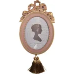 Růžový oválný fotorámeček se střapcem Celgeor – 21x2x43 cm na fotografii 15x20 cm