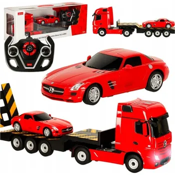 RC model auta Dálkově Ovládaný Náklaďák Mercedes Benz Actros Rastar Autopřepravník + Auto Dárek