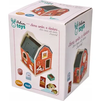Dřevěná hračka DŘEVĚNÁ FARMA DOMEČEK TŘÍDIČ ZVÍŘÁTEK s kostkami senzorická hračka