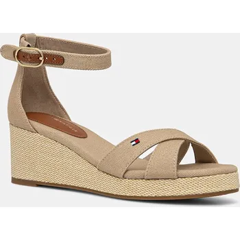 Dámské sandále Sandály Tommy Hilfiger FLAG CRISS-CROS MID WEDGE ESPAD FW0FW08481 béžová 80X, EUR 39