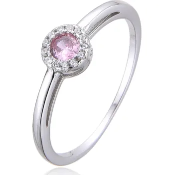 Prsten Jan Kos jewellery Stříbrný prsten s růžovým zirkonem MHT-352