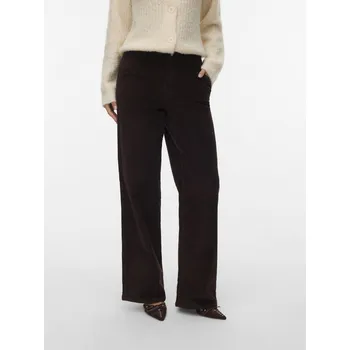 Dámské kalhoty Vero Moda široké manšestrové kalhoty Margot tmavě hnědé Velikost: 30/32