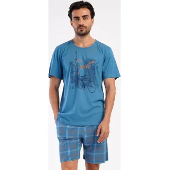 Pánské pyžamo Vienetta MAN Pánské pyžamo šortky Dominik - vyp Barva: Zelená, Velikost: 2XL