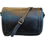 KATANA většší crossbody kožená kabelka s klopou černá 82369-01