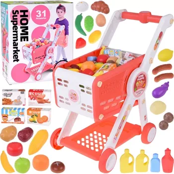 Hra na obchod Dětský nákupní košík s potravinami a doplňky pro hru na obchod