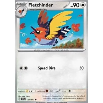 Karetní hra Pokémon SCR 122/142 Fletchinder - Stellar Crown Stav: Near Mint, Verze: REVERSE HOLO