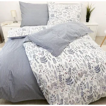 Povlak na dekorativní polštářek Bavlněný povlak na polštář - Herbář Modrý oboustranný Zapínání: knoflík, Velikost polštáře: 50x70