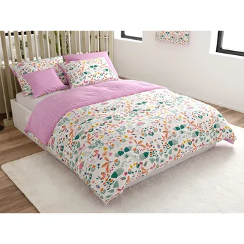 Povlečení Textilomanie Bavlněné povlečení Renforcé Lunetta růžové 140 x 200, 70 x 90 cm knoflíky