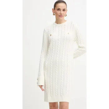 Dámská móda Šaty s příměsí vlny Guess ELSA W5BK46.Z1192 béžová 01X, vel. M