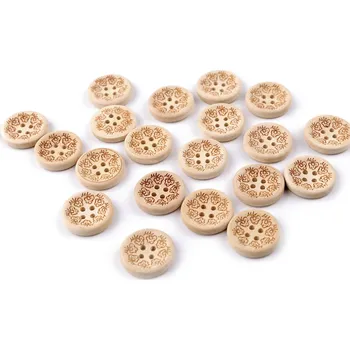 Knoflík Výprodej - Dřevěný dekorační knoflík květ - přírodní, 50ks Varianta: přírodní sv., Balení: 50 ks