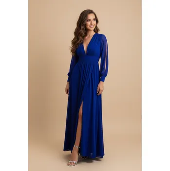 Dámské šaty EVA & LOLA Společenské šaty pro družičky PERINE modré Barva: Modrá, Velikost: M