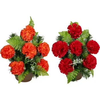 umělá květina Květina CHRYZANTÉMA/KARAFIÁT PODZIM aranžmá v květníku 32cm