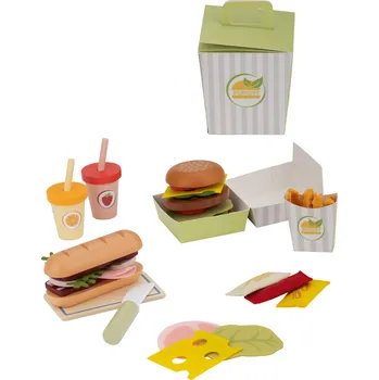 Dřevěná hračka lupilu® Sada dřevěných potravin (burger/bageta)