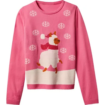 Dívčí svetr esmara® Dívčí vánoční svetr s LED efektem (růžová, 134/140)