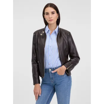 Dámská bunda Orsay Dámské Tmavě hnědá dámská koženková bunda ORSAY Hnědá 36 (2957970)