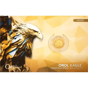 Zlatá 1/25oz investiční mince Orel 2025 stand číslovaný