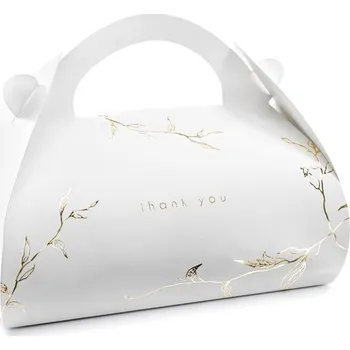 Dárková krabička Krabička na výslužku bílá se zlatým ornamentem