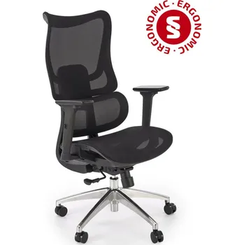 Ergonomická kancelářská židle Percas černá síťovaná otočná s nastavením Intesi do kanceláře