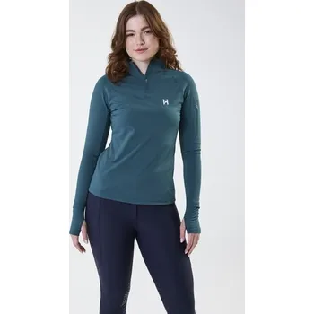 Dámské tričko HORSEWARE Triko zimní Strive Horseware, se zipem, dámské, dynasty green M