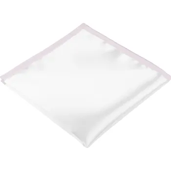 Látkový kapesník Bílý pánský kapesníček do saka se světle růžovo fialovým lemem