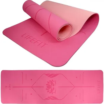 podložka na cvičení Podložka LIFEFIT® YOGA MAT LOTOS DUO, 183x58x0,6cm, růžová
