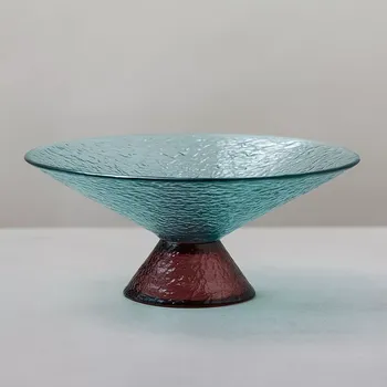 Bonbon skleněná mísa, Medium, modrá/červená - Hübsch