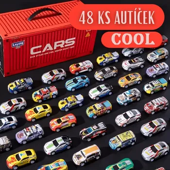 autíčko CARZA Velká kolekce kovových autíček 48 ks v přenosném kontejneru pro děti