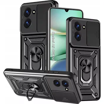 Pouzdro na mobilní telefon Xiaomi Redmi A5 – ochranný kryt s magnetickým držákem, posuvným krytem kamery a ringem (Pancéřové pouzdro pro Xiaomi Redmi A5 s posuvným krytem fotoaparátu, magnetickým držákem a otočným ringem 360°. Hybridní konstrukce TPU + akryl zajistí dokonalou ochra