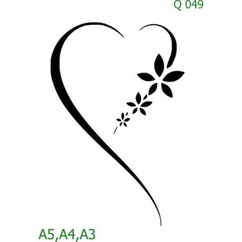 Plastová šablona pro malování - Srdce a věnečky - Srdce s květy (Q049) - A3 , Lepící fólie