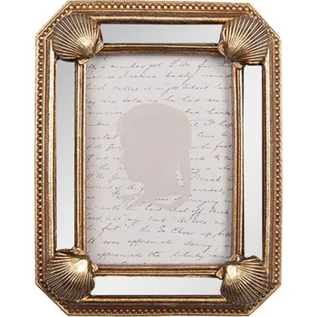 Rám na obraz Zlatý fotorámeček s mušlemi a zrcadly Kwibbelaar – 9x2x12 cm na fotografii 6x9 cm