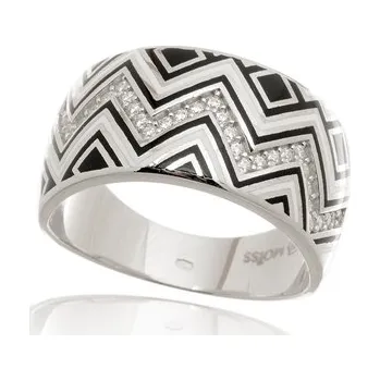 Prsten Luxusní stříbrný prsten zdobený smaltem STRP0639F + dárek zdarma