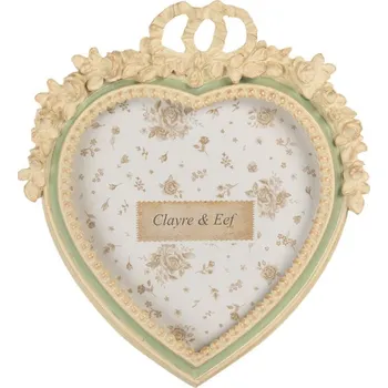 Rám na obraz Zelený fotorámeček ve tvaru srdce Ven – 16x3x18 cm na fotografii 10x15 cm