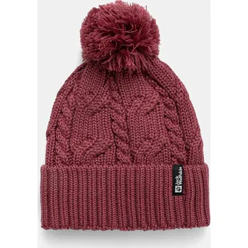 Čepice Čepice Jack Wolfskin Pompom tmavomodrá barva, vlněná, 1905092 30X, vel. ONE SIZE