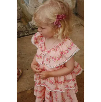 Dámské šaty Dětské bavlněné šaty Konges Sløjd BELLA FRILL DRESS GOTS růžová barva, mini, KS102294 03X, vel. 86