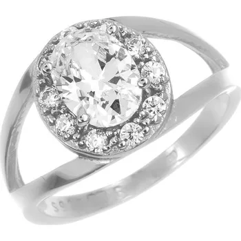 Prsten Argento 72705 Stříbrný prsten - čirý oválný zirkon, čiré kulaté zirkony | Velikost prstenu: 61mm