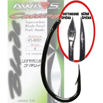 Rybářský háček AWA-SHIMA Háček Cutting Blade 6001 Black Nickel 10 ks - 4