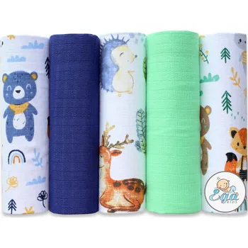 látková plena Ega Kids TETRA pleny (5ks) - modro-zelené