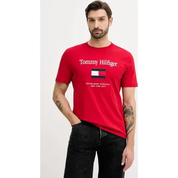 Pánská móda Bavlněné tričko Tommy Hilfiger MW0MW42736 červená 33X, vel. M