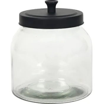 Dóza na potraviny Gastro Nádoba na potraviny skleněná, černé kovové víčko, 2 l, průměr 160 mm