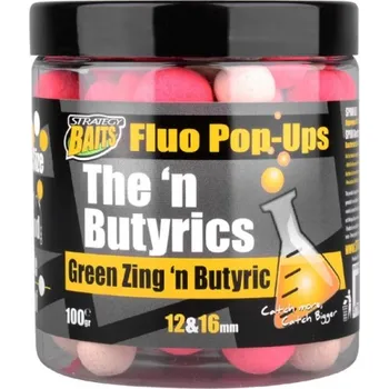 Boilies STRATEGY BAITS Plovoucí Boilies POP16/12 THE N BUTYRIC 100 g - Green Zing Butyric