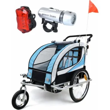 vozík za kolo Funfit Přívěs za kolo s tlumičem, 2-místný + JOGGER, modrý