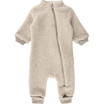 Kojenecká bunda Merino overal na zip bez kapuce ohrnovací hnědý Melange Offwhite Mikk-Line Velikost: 74