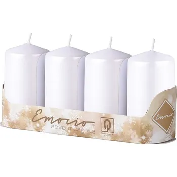 Svíčka Svíčka adventní Emocio Válec 4ks 50x90mm Metal Perla bílé