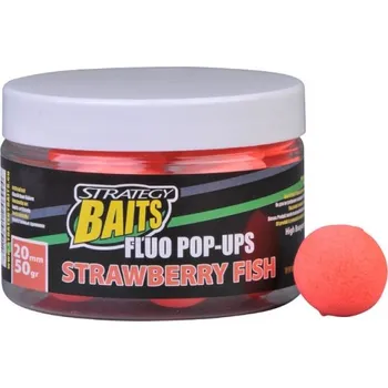 Nástraha STRATEGY BAITS Plovoucí boilies Fluo Pop-Ups 12 mm 50 g - Strawberry Fish / jahoda ryba