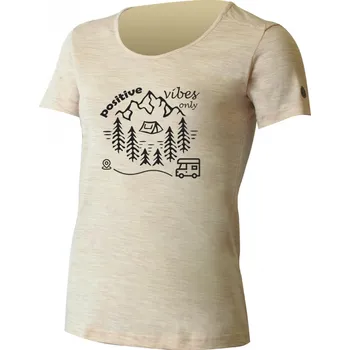 Dámské tričko Lasting BEAT funkční triko ze směsi bambusu a merino vlny béžová L