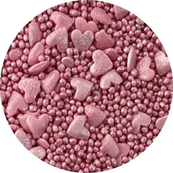 Cukrové zdobení metalizované růžové srdce 1kg - I LOVE CAKES | Skvělé pro Váš domácí dort
